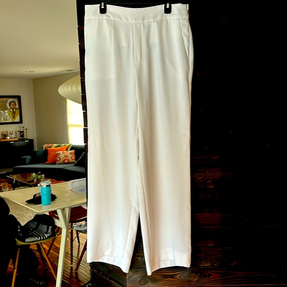 Banana Republic flowy white or off white pants, zips on side